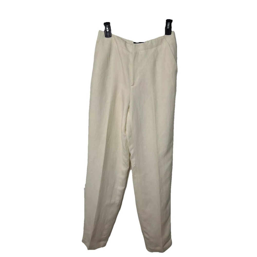 Dana Buchman GORGEOUS‎ Cream Linen Blend Lined Dress Pants Pockets Size 4 EUC